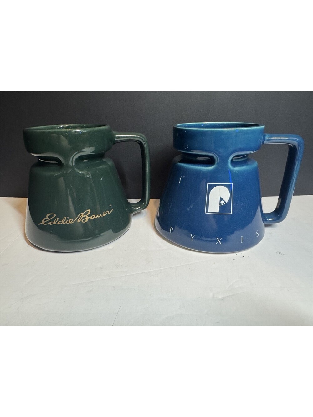 2 Eddie Bauer & Pyxis Travel Coffee Mug Lid HotJo Green & Navy Blue No-Spill Cup